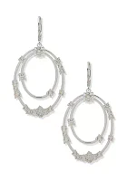 Silver Tone Cluster Stone Orbital Earrings