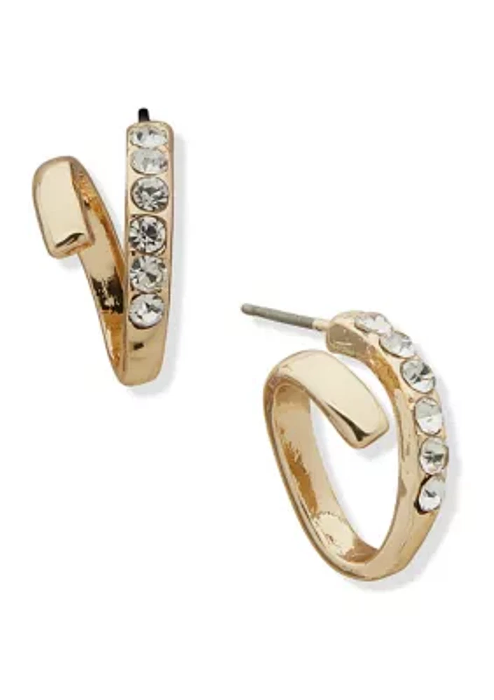 Gold Tone Crystal Post Earrings