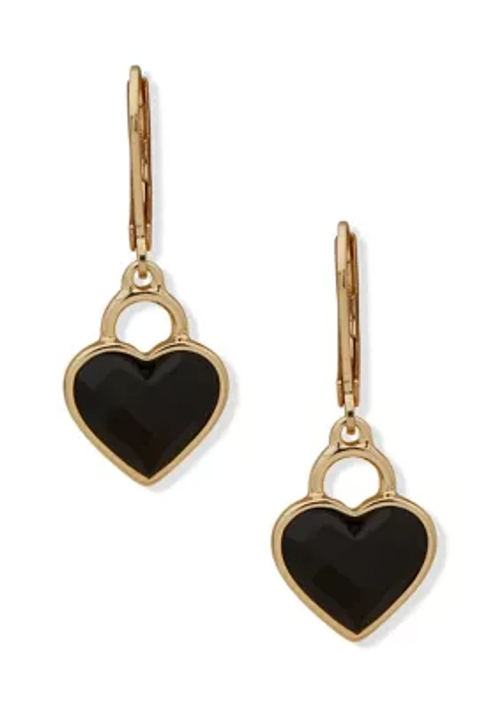 Gold Tone Heart Drop Earrings