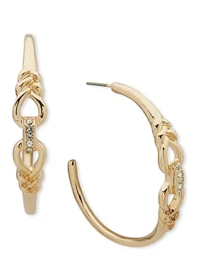 Gold Tone Crystal 45 Millimeter C Hoop Earrings