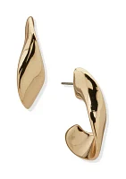 Gold Tone Twisted Large Hoop Earrings