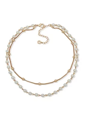 Gold Tone 16'' Pearl Multi Row Necklace