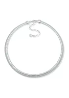 Silver Tone 16" Omega Chain Collar Necklace