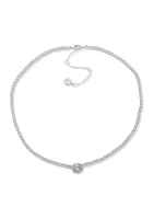 Silver Tone 16'' Crystal Oval Pendant Necklace