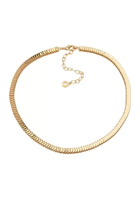 Gold Tone 16" Disc Chain Collar Necklace