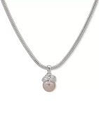 Silver Tone 16" Pink Pearl Snake Chain with Knot Necklace