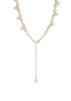 Gold Tone 16'' Crystal Pearl Fancy Collar Necklace