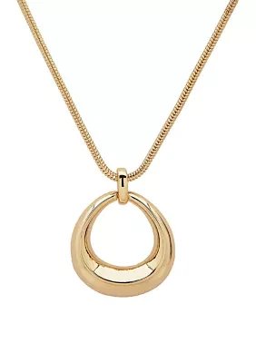 Gold Tone 16'' Open Oval Pendant Necklace