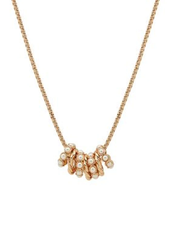 Gold Tone 32'' Pearl Strandage with Rondell Charms Necklace