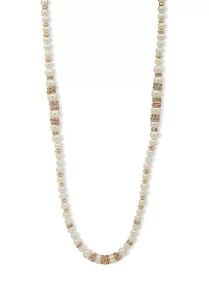 Gold Tone 42'' Stationed Rondelle Necklace