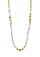 Gold Tone 42'' Stationed Rondelle Necklace