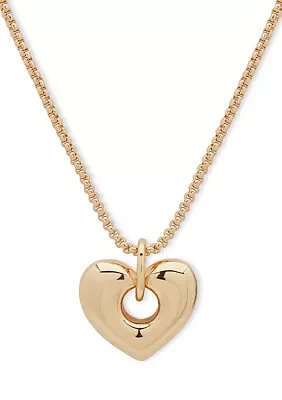 Gold Tone Heart Pendant Necklace