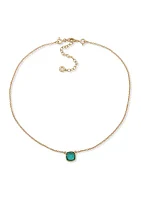 Gold Tone Stone Pendant Necklace