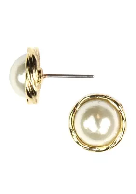 Pearl Button Earrings