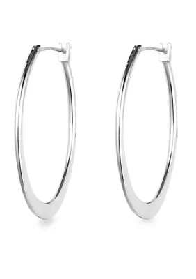 Oval Silver Tone Hoop Earring