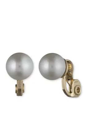 White Pearl Clip Earrings