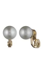 White Pearl Clip Earrings