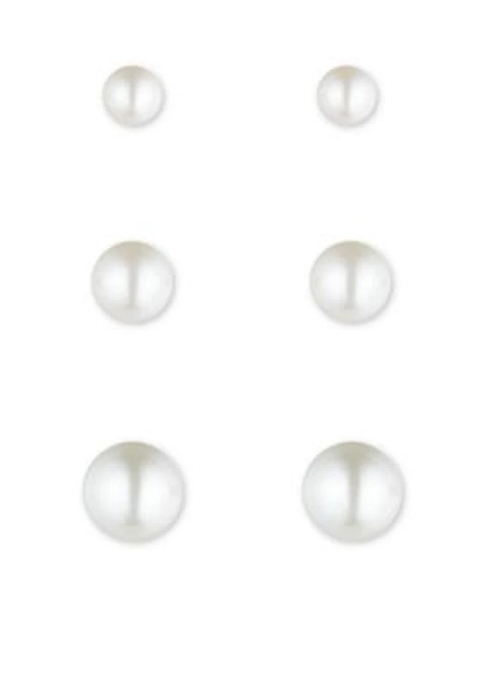 Anne Klein Pearl Stud Earrings Set