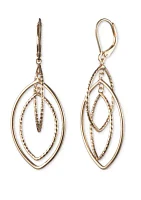 Gold Tone Large Textured Open Drop Earrings