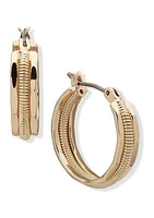 Gold Tone Small Smooth Texture Hoop Earrings