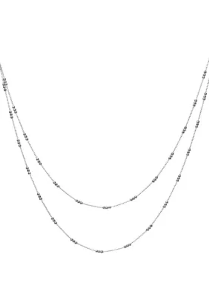 2 Row Shot Bead Station Chain Necklace