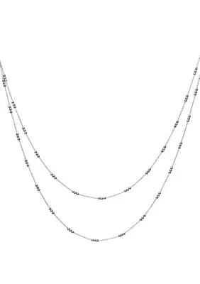 2 Row Shot Bead Station Chain Necklace