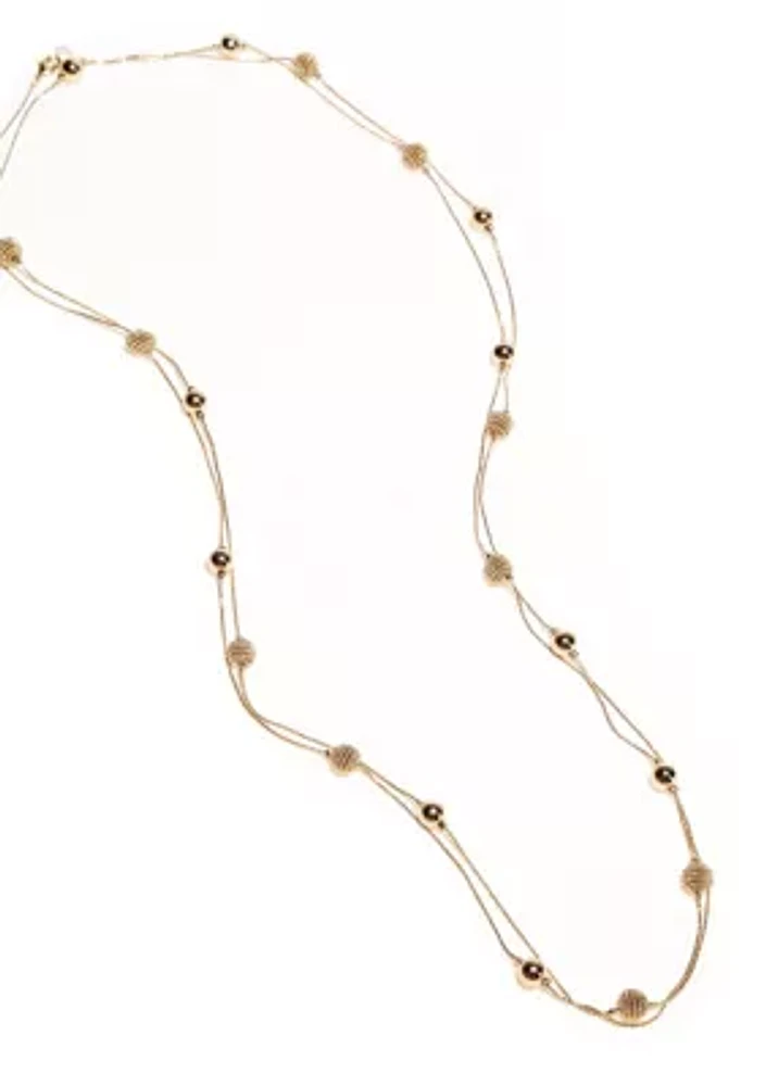 Gold Plated Fashion Necklace with Station Beads