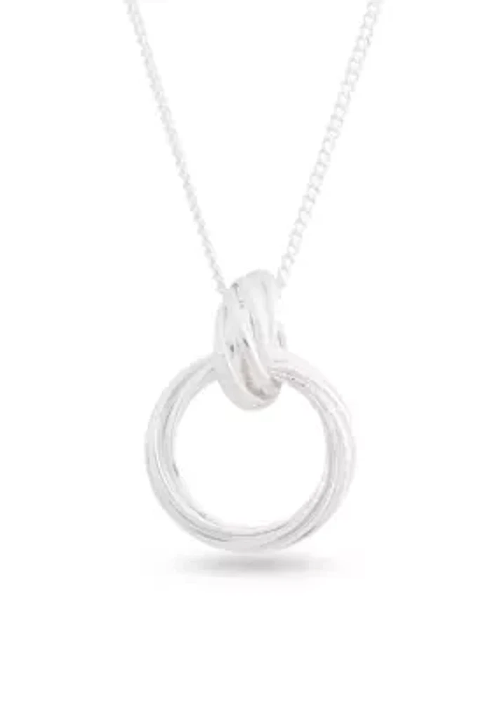 Silver Tone Locking Rings Pendant Necklace