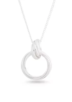 Silver Tone Locking Rings Pendant Necklace