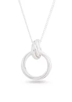 Silver Tone Locking Rings Pendant Necklace