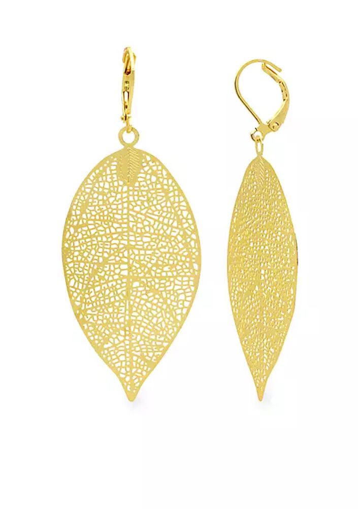 Belk Gold Tone Sensitive Skin Etched Leaf Drop Earrings | The Summit