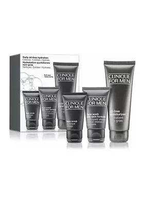 Daily Oil-Free Hydration Men's Skincare Set: Cleanse. Exfoliate. Hydrate - $53 Value!