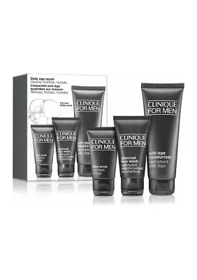 Daily Age Repair Men's Skincare Set: Cleanse. Exfoliate. Hydrate - $68 Value!