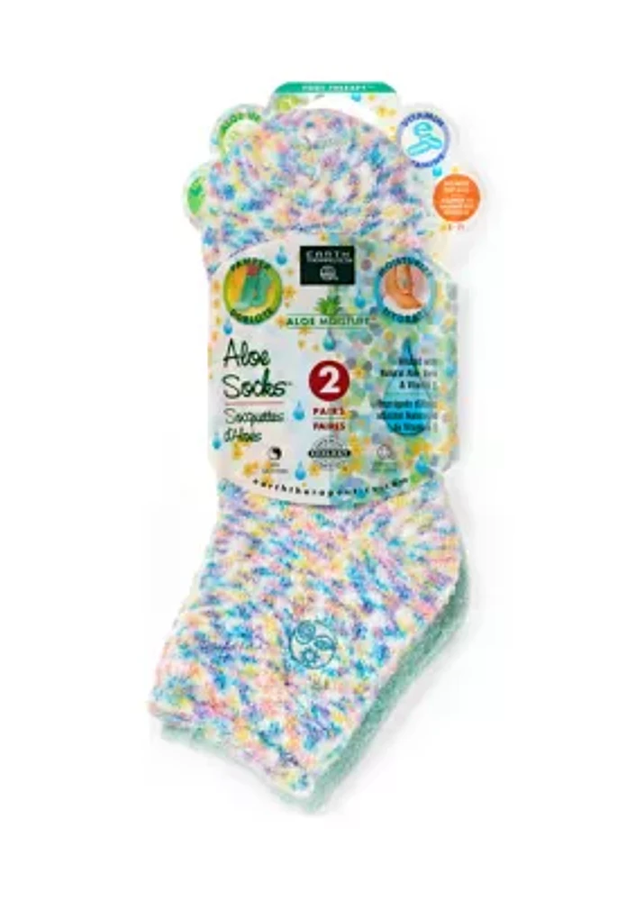 Double Pack Aloe Socks Impression Multi/Green