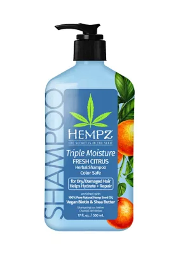 Triple Moisture Fresh Citrus Herbal Shampoo with Vegan Biotin & Shea Butter for Dry/Damaged Hair