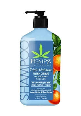 Triple Moisture Fresh Citrus Herbal Shampoo with Vegan Biotin & Shea Butter for Dry/Damaged Hair