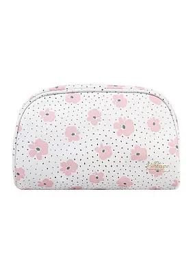 Floral Faux Leather Cosmetic Bag