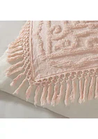 Laetitia 3 Piece Tufted Cotton Chenille Medallion Fringe Coverlet Set