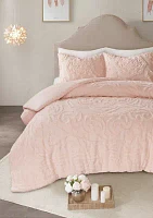 Laetitia 3 Piece Tufted Cotton Chenille Medallion Duvet Cover Set