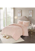 Laetitia 3 Piece Tufted Cotton Chenille Medallion Duvet Cover Set