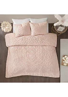 Laetitia 3 Piece Tufted Cotton Chenille Medallion Duvet Cover Set