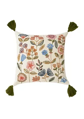 Botanical Rice Stitch Tassel Pillow