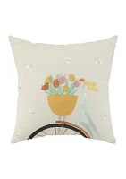 Spring Bike Basket Decorative Pillow