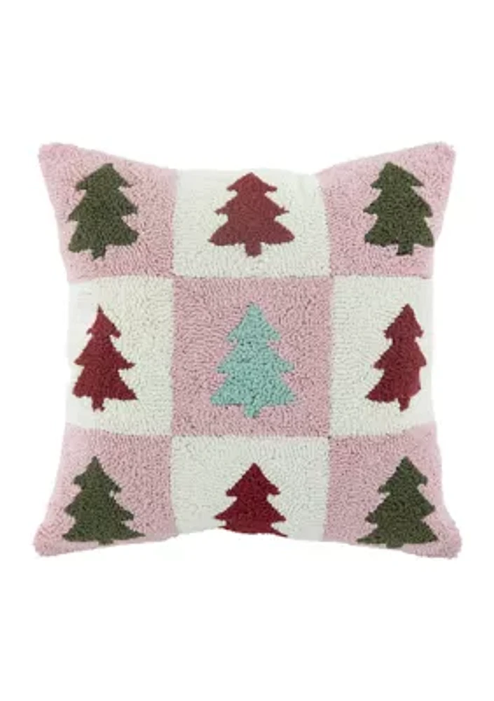 Checkerboard Trees Throw Pillow