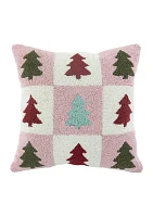 Checkerboard Trees Throw Pillow