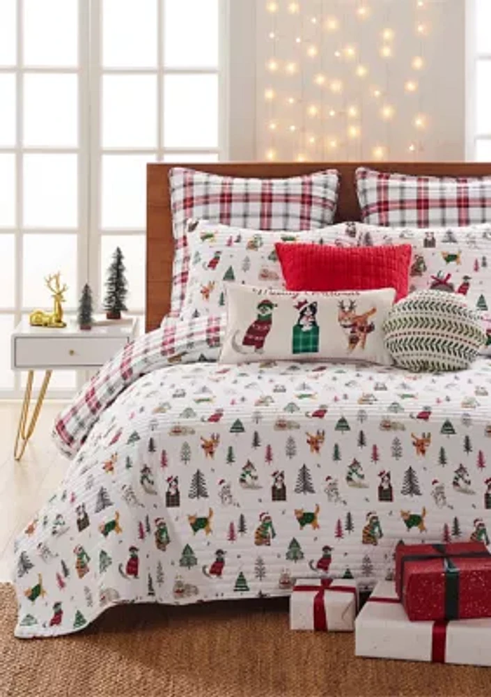 Meowy Christmas King Quilt Set