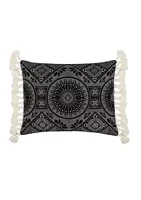 Levtex Home Black Crewel Stitch Tassel Pillow