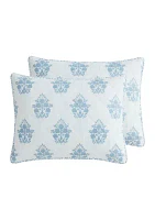 Blue Mila Damask Quilt Set