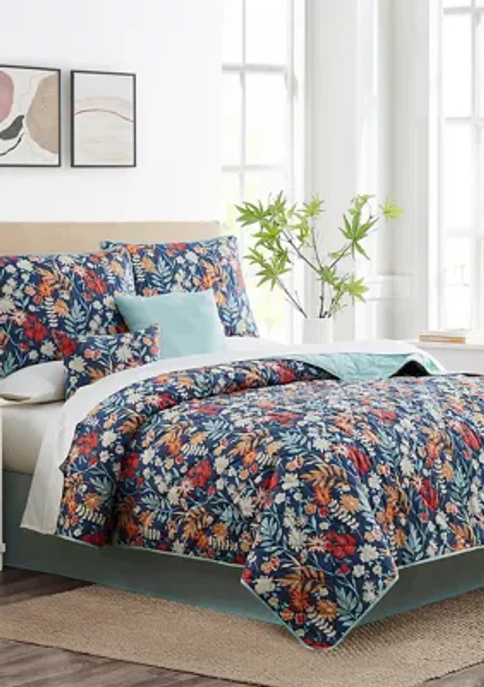 Navy Daisy 6-Piece Quilt Set