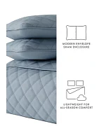 All Season 3 Piece Diamond Stitch Quilt Set with Shams